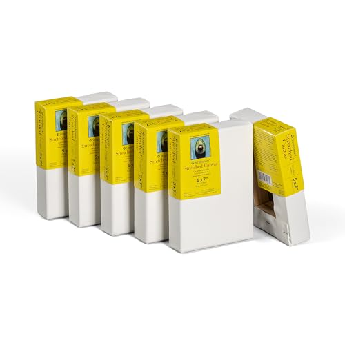 Strathmore 300 Series Gallery Stretched Canvas Pack, 5x7 inch, 6 Pack, Art Canvas for Students Professionals - size: 5x7 inch, style: Gallery Profile