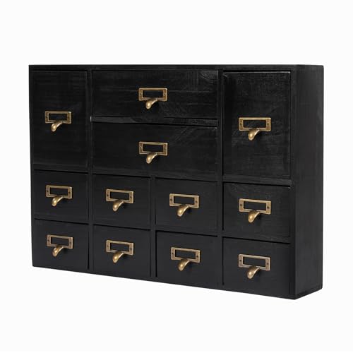 Desk Drawer Organizer | 12 Drawers Apothecary Cabinet | Apothecary Supplies Vintage Chests | Desktop Chest Drawer | Wooden Desk Drawer Organizer for Tea Collection, Stationery (Black1-12 Drawers) - color: Black1-12 Drawers