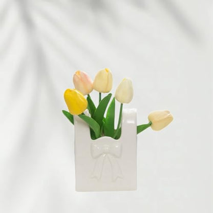 Ceramic Paint Brush Holder, Countertop Organizer,Ceramic T-shirt Bag Sharp Paint Brush Holder (White) - color: White