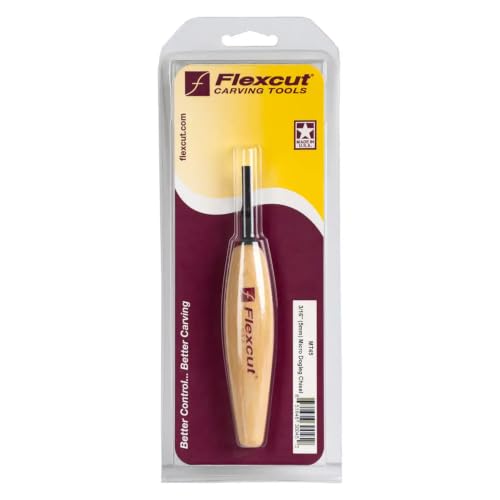 Flexcut Wood Carving Tools | Micro Dogleg Chisel | 3/16 Inch (5 mm) | 1095 High Carbon Steel Blade for Miniature and Fine Detail Work | Ergonomic Ash Hardwood Handle | MT45 | Made in the U.S.A.