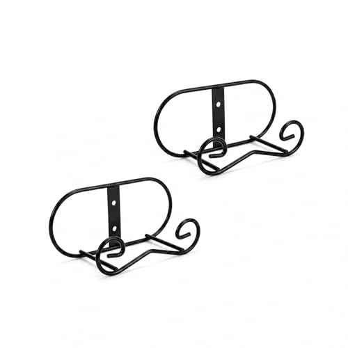 LIONWEI LIONWELI Wall Mount Plate Display Stands - 2 Pack Black Iron Easel Holders - Vertical Wall Hangers for Decorative Plates, Picture Frames, Art - size: Medium