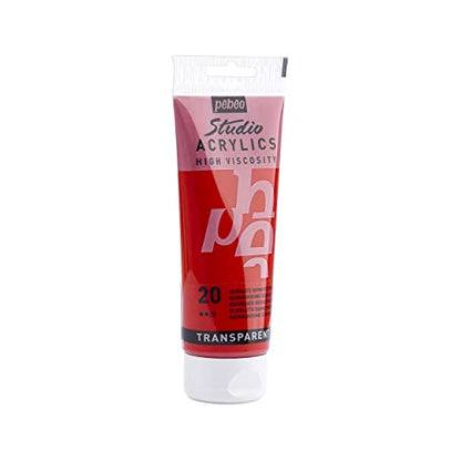 PEBEO - Acrylic Fine Studio Acrylics - Quinacridone Scarlet - Quinacridone Scarlet 100ml/3.38oz, 100 ml Tubes (831-020) - color: Quinacridone Scarlet