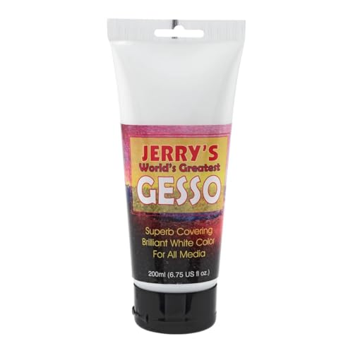 Jerry's World's Greatest Acrylic Ultra Bright White Gesso Primer - Non-Yellowing - Highly Pigmented Gesso Primer ideal for Students, Professionals, Artists - 200ml Tester Tube