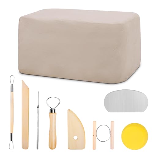 Sculpting Clay, Modeling Clay, 5.5lbs Natural Air Dry Clay Kit with Pottery Sculpting Tool Set, Pottery Clay for Adult - White - color: Naturally White