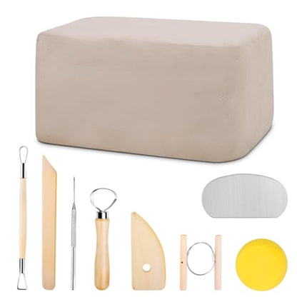 Sculpting Clay, Modeling Clay, 5.5lbs Natural Air Dry Clay Kit with Pottery Sculpting Tool Set, Pottery Clay for Adult - White - color: Naturally White