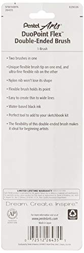 Pentel Arts Duo Point Flex Double Ended Brush, Black Ink, 1-Pack Carded (SFW34BPA)