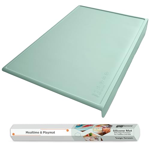 Silicone Craft Mat for Painting, PlayDoh and Art Projects with Angle-Protective Safety Edge – Toddlers & Kids Placemat – Non-Slip & BPA-Free Food Mat – 1.5mm Thick, 24"x16", Sage Green - color: Sage Green, size: 24"L x 16"W
