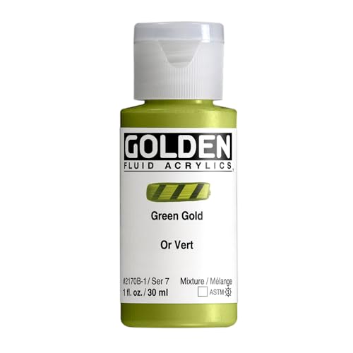 GOLDEN Fluid Acrylics, Green Gold, 1 fl. oz. Bottle, Professional Acrylic Paint, Transparent