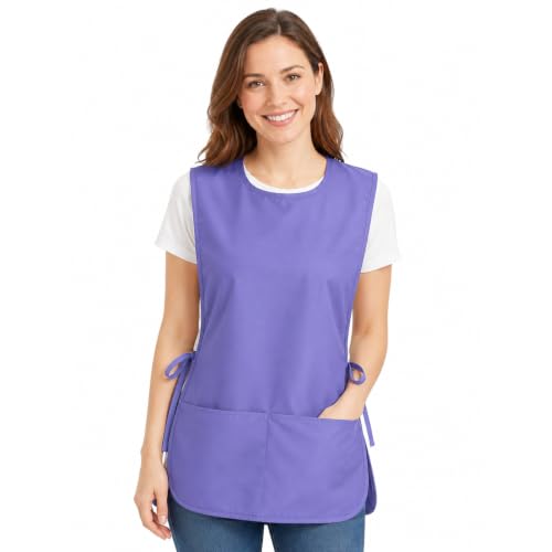 TFTAFAN Cobbler Apron Unisex Waterproof Apron with 2 Deep Pockets Art Smock for Painting Cleaning Artiest Apron work kitchen - color: Purple