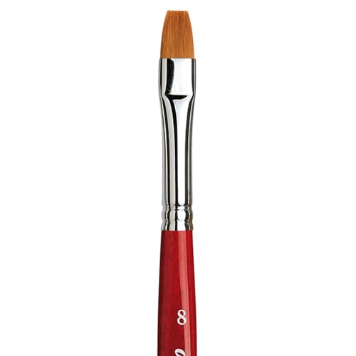 da Vinci Watercolor Series 5880 CosmoTop Spin Paint Brush, Flat Synthetic with Red Handle, Size 8 (5880-08) - size: Size 8, style: Flat