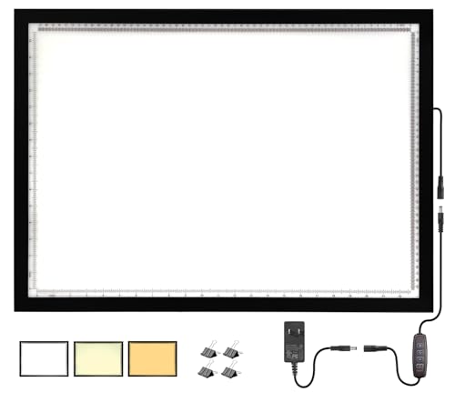 WELZK 10000 Lux High Bright Light Pad A2, 3 Colors Light Board. 10 Levels/Stepless Dimming for Diamond Painting, Tracing, Drawing, Sketching etc - style: A2 3-Colors