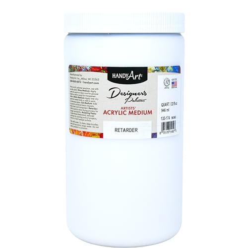 Handy Art Acrylic Retarder, 32 oz, Slows Paint Drying Time & Workability | Medium Painting Additive for Extended Workability, for Wet-in-Wet Applications, Certified Safe & AP Non-Toxic, Made in USA - color: Retarder, size: 32 Fl Oz