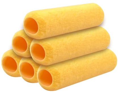Great Andrew 6 PCS Paint Roller Covers 9 Inch, 3/8" Nap Paint Roller Kit Dense Fibers for Painting Textured Rough Surfaces Fit 9" Paint Roller Frame - size: 6pcs, 9", Yellow