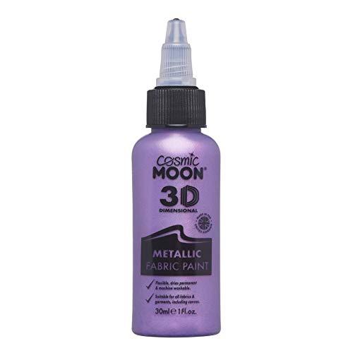Cosmic Moon - Metallic 3D Fabric Paint - 1.01fl oz - Purple - Textile paint for clothes, t-shirts, bags, shoes & canvas - color: Purple