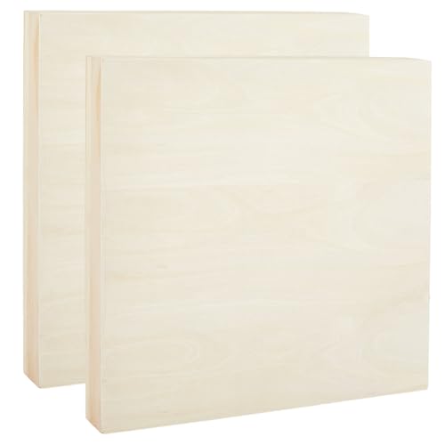 3PCS Unfinished Birch Wood Canvas Panels 12"x12", 1.5" Deep, Wooden Canvas Panel Boards for Acrylic Pouring Oil Painting DIY Crafts Art Projects Home Decor Studio Class - size: 12x12 Inch