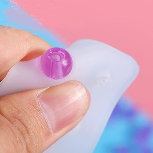 MYDUOLIA 8-Piece Silicone Round/Square Mold Set (4 Holes + 4 Solid Bases) - Jewelry Making Kit for Resin Earrings, Pendants, Bracelets - Reusable Epoxy Casting Molds for DIY Gemstone & Bead Crafts
