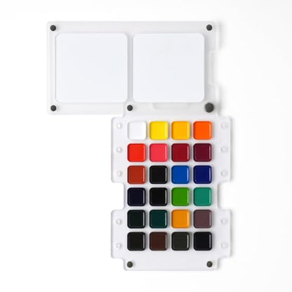 Fuumuui 24-Color Watercolor Paint Refill Set – Opaque Semi-Solid Pigments, Compatible with Travel Sketchbook, Ideal for Artists & Beginners Plein Air & Studio Sketching - style: Refill Paint-Medium