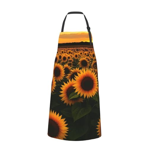 KKdskkds Tribal Boho Geometric Multi-Purpose Adjustable Waterproof Apron With Pocket For Men Women - color: Sunflower Field at Sunset