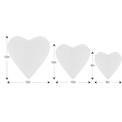 TRANSON 3 Sizes Heart Shaped Stretched Canvas Primed Ready for Painting - size: Heart 3PCS