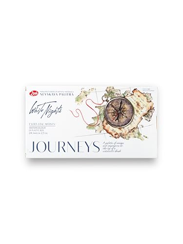 White Nights Professional Watercolor Set – Journey Collection, 24 Full Pans, Artist Grade, Vibrant & Lightfast Colors in Durable Box by Nevskaya Palitra