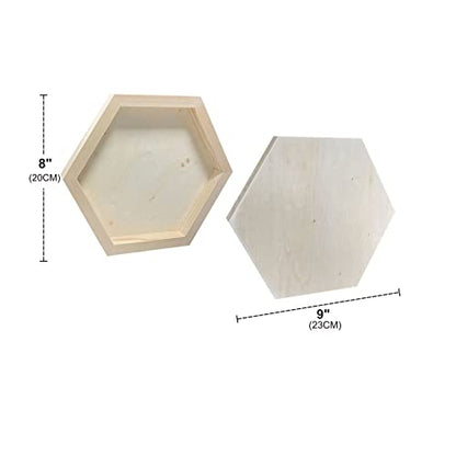 Hexagon Wood Canvas for Crafts, Framed Wooden Panel Boards for Painting (8x9 in,6 Pack)