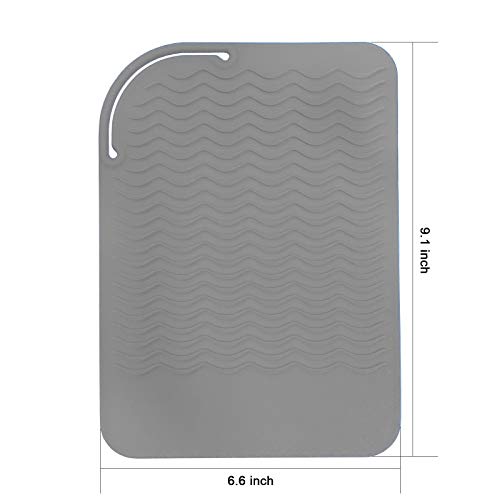 9" X 6.5" Silicone Heat Resistant Travel Mat, Anti-Heat Pad Cover for Hair Straighteners, Curling Irons, Flat Irons and Other Hair Styling Tools - Gray - color: Gray