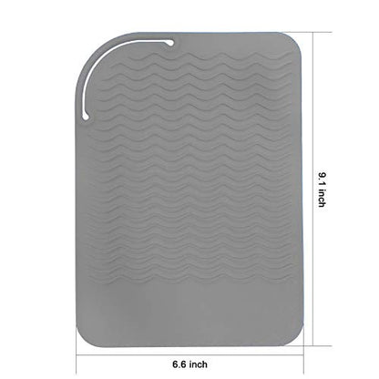 9" X 6.5" Silicone Heat Resistant Travel Mat, Anti-Heat Pad Cover for Hair Straighteners, Curling Irons, Flat Irons and Other Hair Styling Tools - Gray - color: Gray