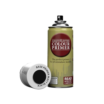 The Army Painter, Base Primer Matt Black, 400 mL Acrylic Spray Primer, Spray Paint Basecoat for Miniature Priming, Tabletop Roleplaying, Boardgames, and Wargames modelling - color: Matt Black