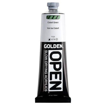 GOLDEN OPEN Slow-Drying Acrylics, Cobalt Green, 5 fl oz. tube, Professional Acrylic Paint, Semi-Opaque - color: Cobalt Green, size: 5 Fl Oz (Pack of 1)