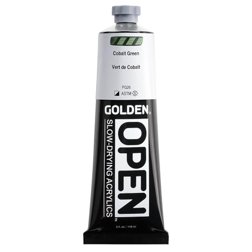 GOLDEN OPEN Slow-Drying Acrylics, Cobalt Green, 5 fl oz. tube, Professional Acrylic Paint, Semi-Opaque - color: Cobalt Green, size: 5 Fl Oz (Pack of 1)