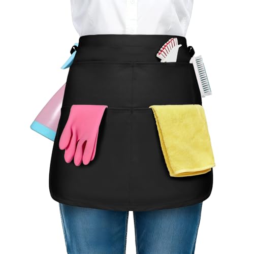 BOHARERS Waterproof Utility Apron with 5 Pockets - 53x37cm (Professional Grade for Stylists, Cleaners, Detailers & More) - color: Curved-black