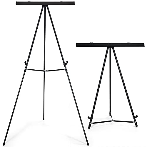 Falling in Art Aluminum Flip Chart Display Easel Stand with Adjustable Floor for Boardroom, Whiteboard, Paper Pads, Signage, 63 1/2'' High, Black - style: Black 1-Pack