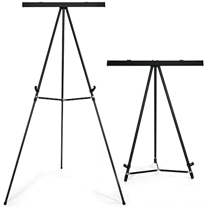 Falling in Art Aluminum Flip Chart Display Easel Stand with Adjustable Floor for Boardroom, Whiteboard, Paper Pads, Signage, 63 1/2'' High, Black - style: Black 1-Pack