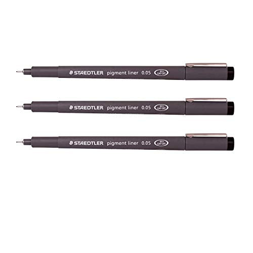 Staedtler 0.05 mm Pigment Liner Fineliner Sketching Drawing Drafting Pens Pack of 3