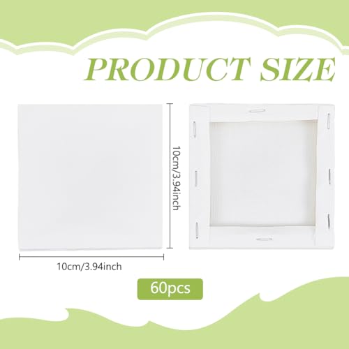 INFUNLY 60 PCS Small Canvas for Painting 4x4Inch Mini Blank Canvas Panels 10mm Thick Paint Canvases Square Painting Canvases Surface Mat for School Projects Birthday Party and Wall Decor