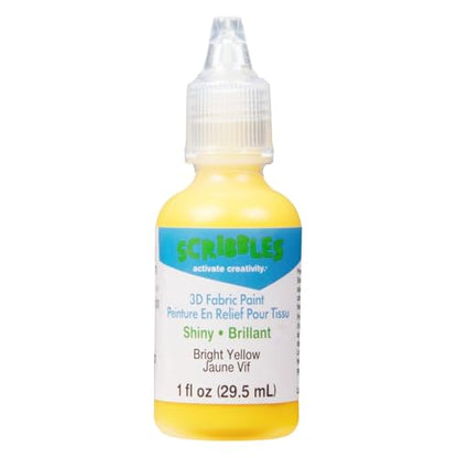Scribbles 54112 3D Fabric Paint Shiny- Bright Yellow - color: Bright Yellow, size: 1 Fl Oz (Pack of 1)