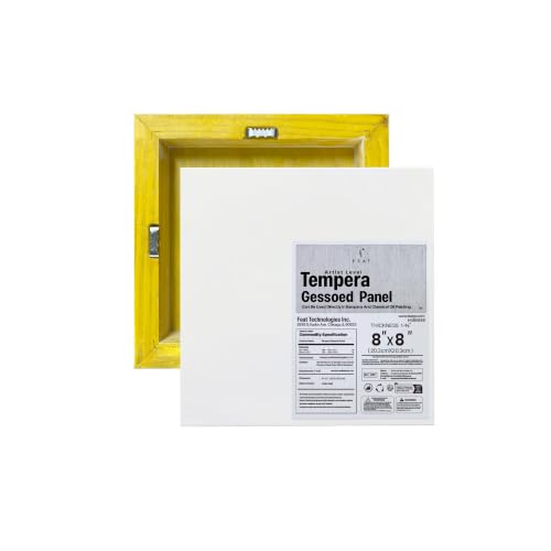 FEAT Wood Gesso Artist Painting Panel Primed Extra Smooth 1.57" Cradle for Tempera Painting (8" x 8") - size: 8" x 8"