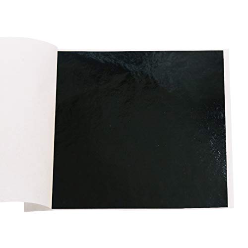 KINNO Imitation Gold Leaf Sheets Black Foil Multipurpose for Home, Wall, Frame, Ceiling, Furniture Decoration, 100 Sheets 3.15 by 3.35 Inches - color: Black