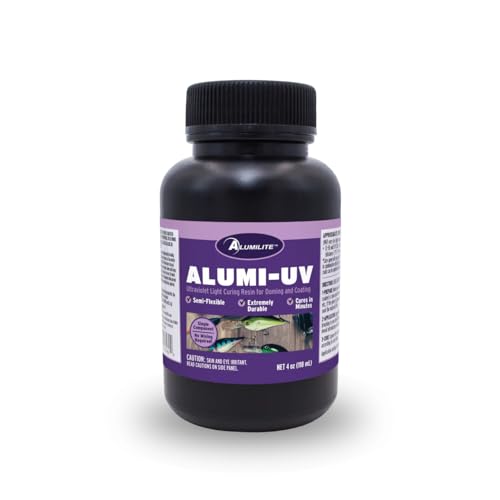 Alumilite Alumi-UV 4 Oz, Fast Curing, High Gloss, Clear UV Resin, Ideal for Crafts, Jewelry, Glossy Look Resin Forr Doming and Coating, Perfect for Fishing Lures, and Coasters - size: 4 Oz