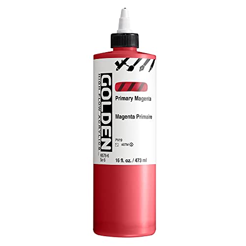 GOLDEN High Flow Acrylics, Primary Magenta, 16 fl. oz. Bottle, Professional Acrylic Paint, Semi-Transparent