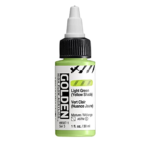 GOLDEN High Flow Acrylics, Light Green (Yellow Shade), 1 fl. oz. Bottle, Professional Acrylic Paint, Semi-Transparent