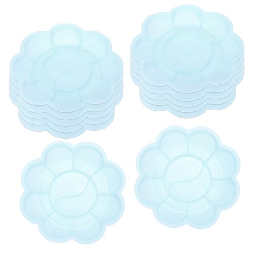 PATIKIL 12Pcs Paint Tray Palette, 3.1"/8cm Plastic Painting Palette Flower Shape for Watercolor Gouache Drawing Art Craft DIY Project, Blue - color: Blue, size: 3.1"/8cm