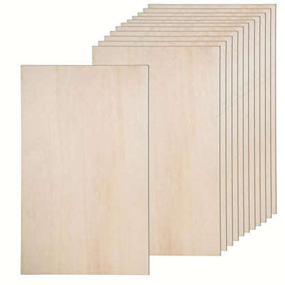 12 Pack Basswood Sheets for Crafts-12 x 24 x 1/8 Inch- 3mm Thick Plywood Sheets with Smooth Surfaces-Unfinished Rectangular Wood Boards for Laser Cutting, Wood Burning, Architectural Models, Staining - size: 12 x 24 inch