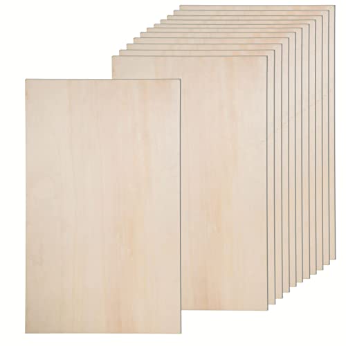 12 Pack Basswood Sheets for Crafts-12 x 24 x 1/8 Inch- 3mm Thick Plywood Sheets with Smooth Surfaces-Unfinished Rectangular Wood Boards for Laser Cutting, Wood Burning, Architectural Models, Staining - size: 12 x 24 inch