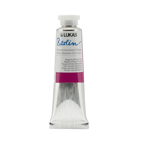 Lukas Berlin Pro Artists Water Mixable Oil Paint 37 ml Tube Magenta Red (Primary), Water Soluble, Lightfast Pigments, Quick Drying, Easy Clean-Up, Eco-Friendly, Professional Quality, 40 Color Range - color: Magenta Red (Primary), size: 1.25 Fl Oz (Pack of