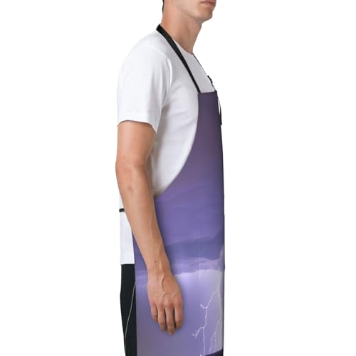 Cartoon heart sun Heavy Duty Waterproof Apron with Pockets for AdultsResistant Grilling, Gardening, Painting - color: Lightning Storm