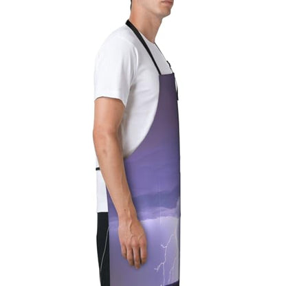 Cartoon heart sun Heavy Duty Waterproof Apron with Pockets for AdultsResistant Grilling, Gardening, Painting - color: Lightning Storm