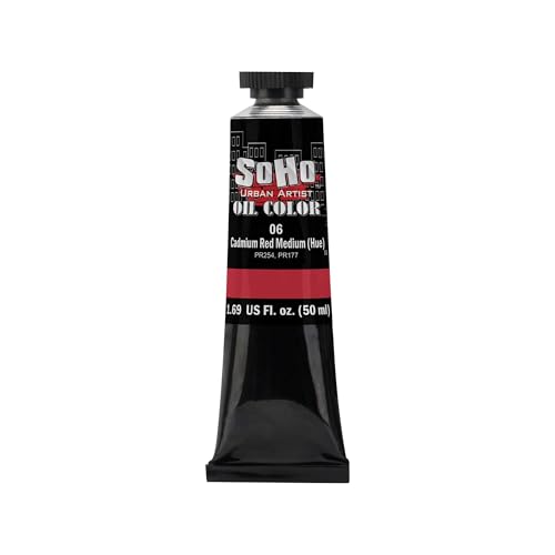 Soho Urban Artist Oil Paint - Cadmium Red Medium Hue, 50 ml Tube - Best Valued Oil Colors for Painting, Excellent Pigment Load - color: Cadmium Red Medium Hue, size: 1.69 Fl Oz (Pack of 1)