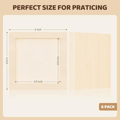 HANSILK Wood Art Boards - 6x6 Wood Canvas Panels Kit for Acrylic Pouring, Oil & Acrylic Painting, DIY Crafts - Premium Unfinished Wood Canvas Boards -6 Pack Studio Boards for Artists & Hobbyists - size: 6*6-6