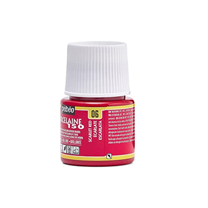 Pebeo Porcelaine 150, Water-Based High-Gloss Porcelain Paint, 45 ml Bottle - Scarlet Red - color: Scarlet Red
